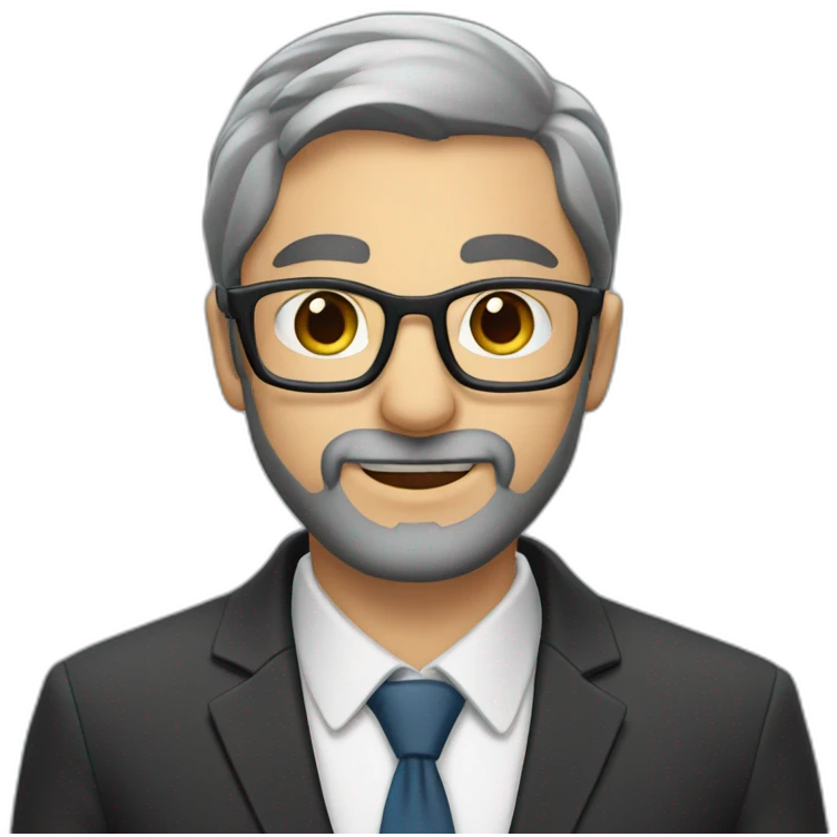 A Jewish man with a beard, sparse hair on his head, in a business suit and glasses emoji