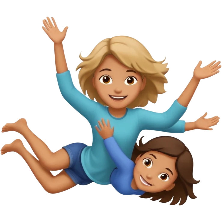 Girl falling on top child emoji