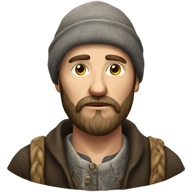 Russian peasant with a beard photorealistic serious emoji