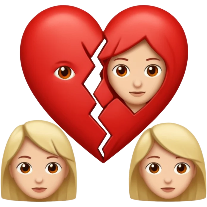Dos personas en medio de un corazón partidos en dos emoji