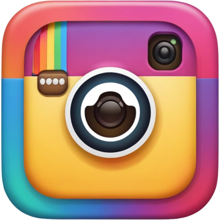 Instagram logo, classic emoji style, simple, rounded, colorful emoji