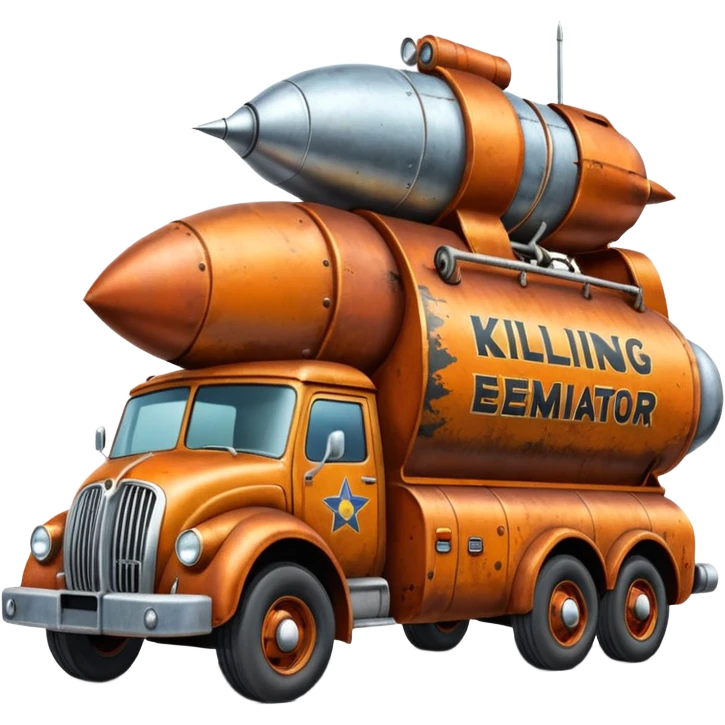 Heroic SuperBug Ron’s exterminator superminator antique rocket powered tall robot moving van (motto: Killing creepy bugs is fun) emoji