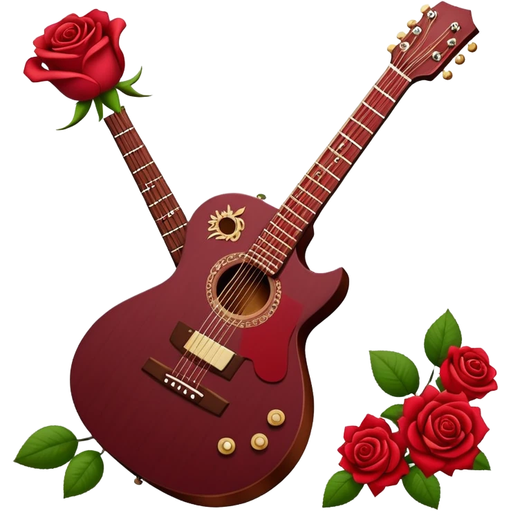 maroon guitar with roses emoji