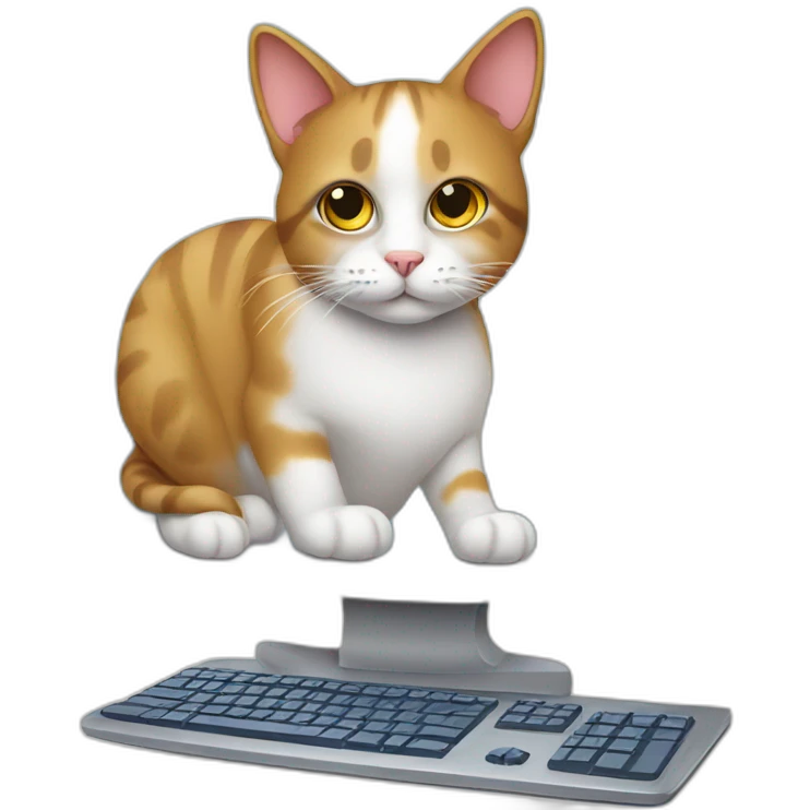 a cat with computer emoji
