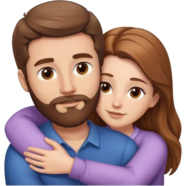White man BROWN beard and BROWN hair hugging white woman with long light brown hair emoji