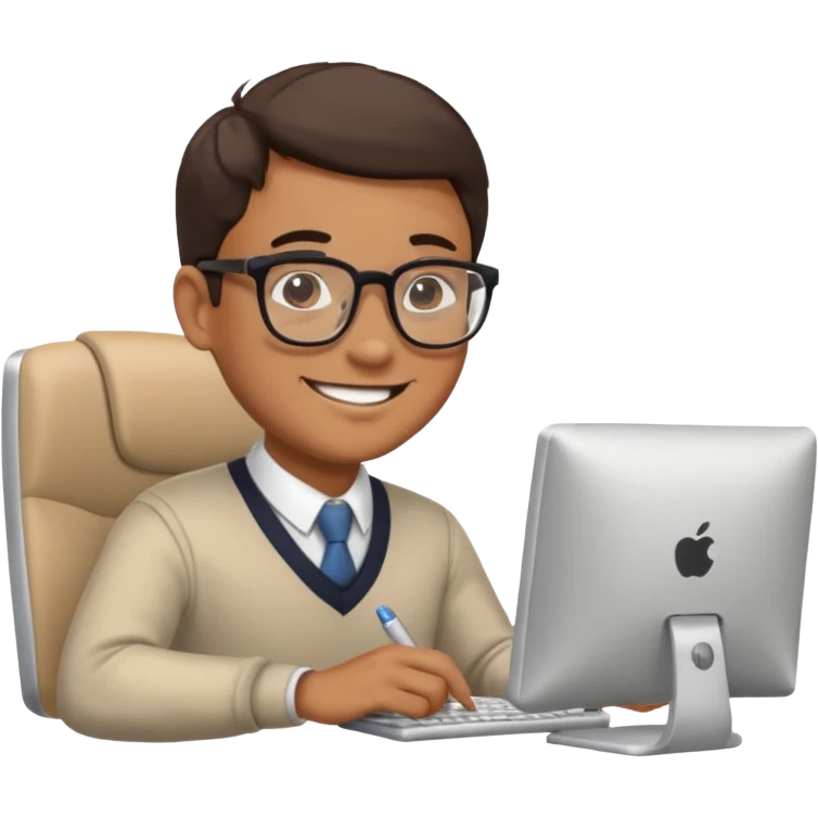 a man passes test on computer emoji