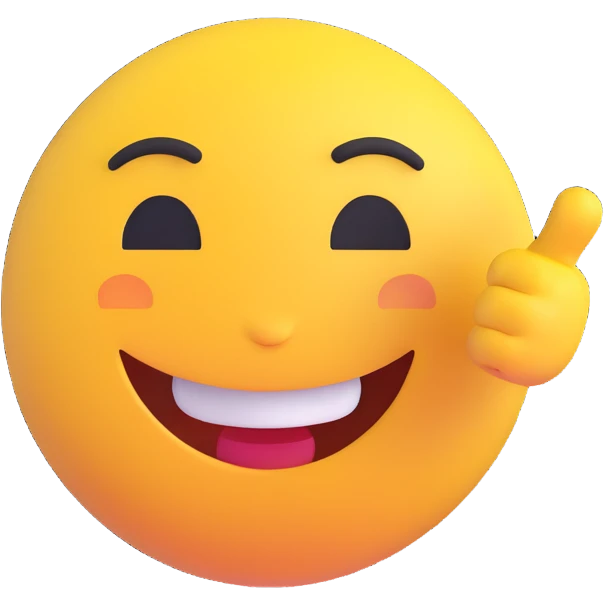 A classic yellow round emoji-style face pointing to itself, with a confident smile, symbolizing "me" or "I am the one". Bright colors, simple cartoon style, centered on a white background emoji