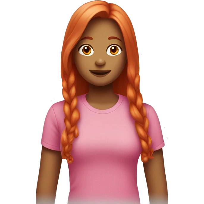 a girl with long red hair in a pink T-shirt emoji