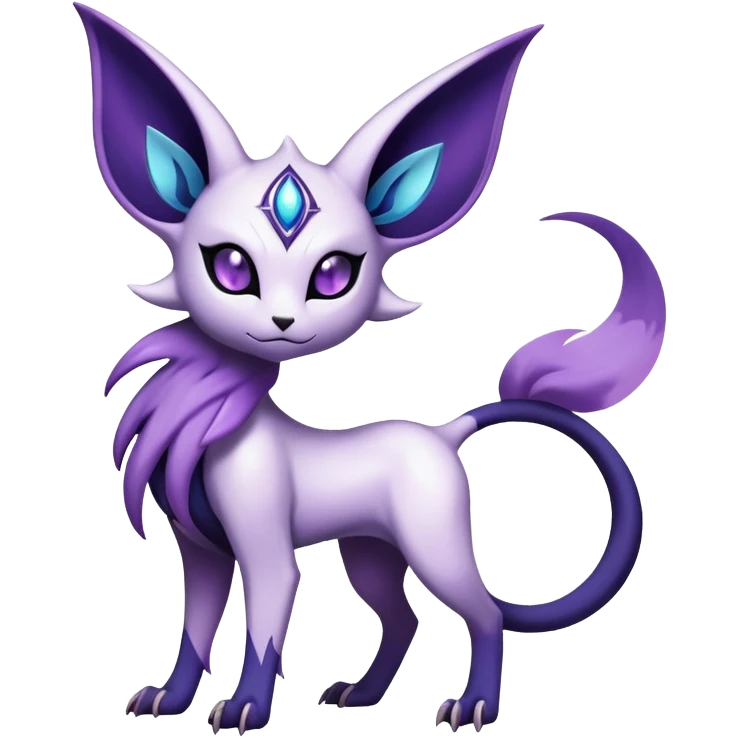 Shiny Exotic Badass Mystical Mysterious Gothic Espeon-Absol-Pokémon-Fakémon-hybrid-creature (full body) emoji