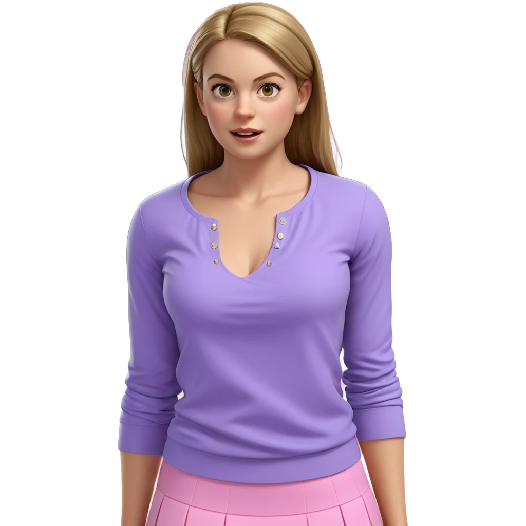 realistic girl in pink skirt emoji