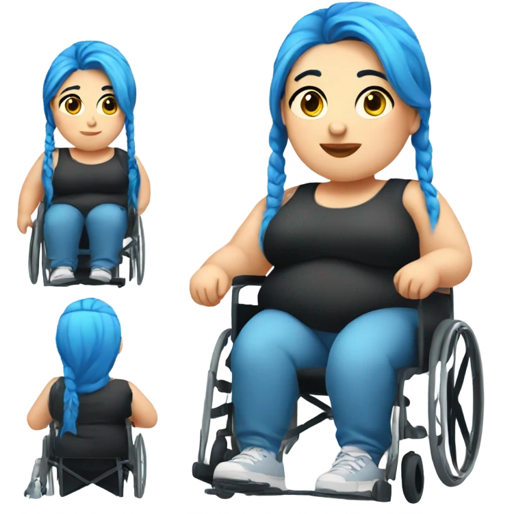 Obese girl with blue hair in a wheelchair emoji