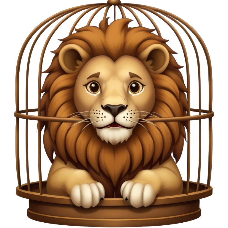 Vintage circus lion in cage emoji