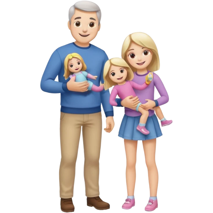 father and daughter playing dolls full body emoji