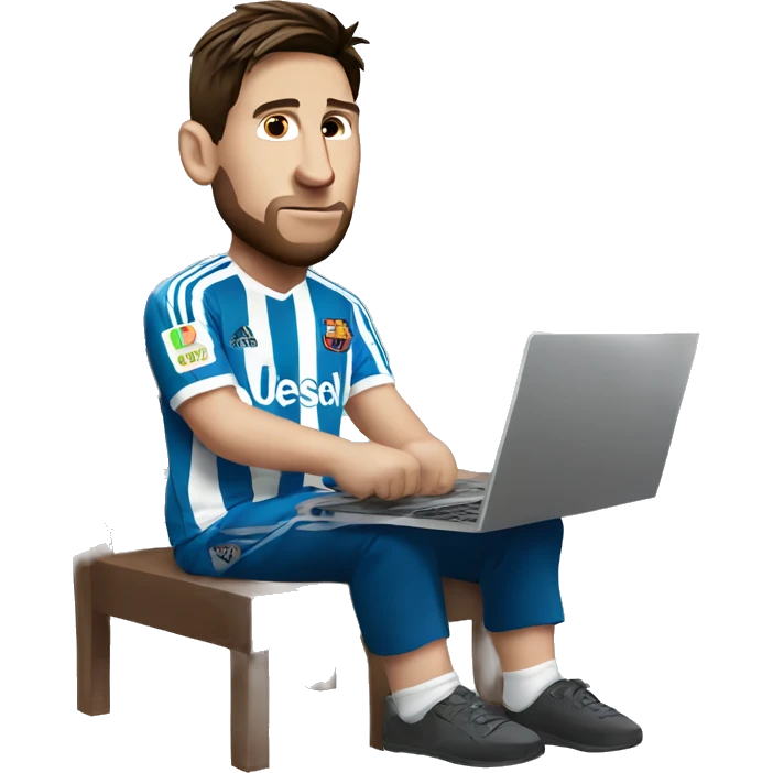 messi sitting with laptop emoji