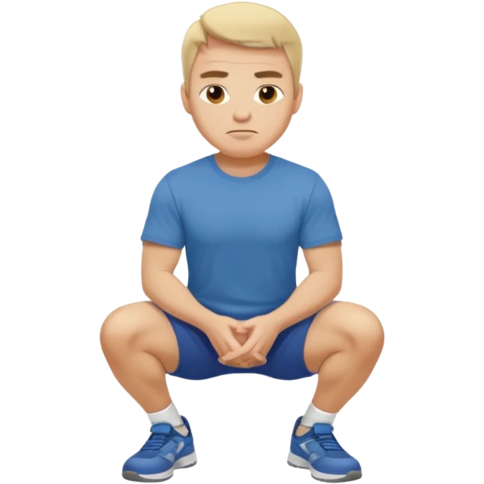 Make a normal wieght guy facing forward squatting with a t-shirt on emoji