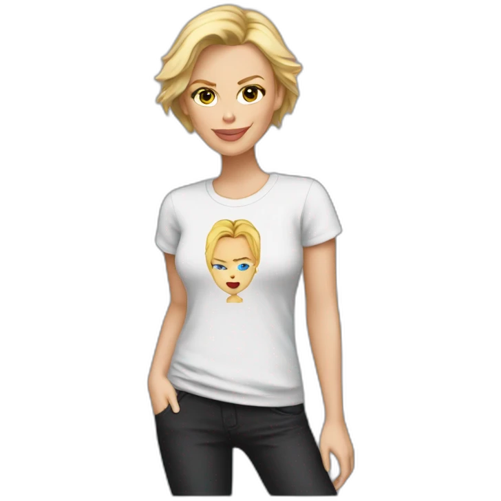 charlize theron wearing t-shirt emoji