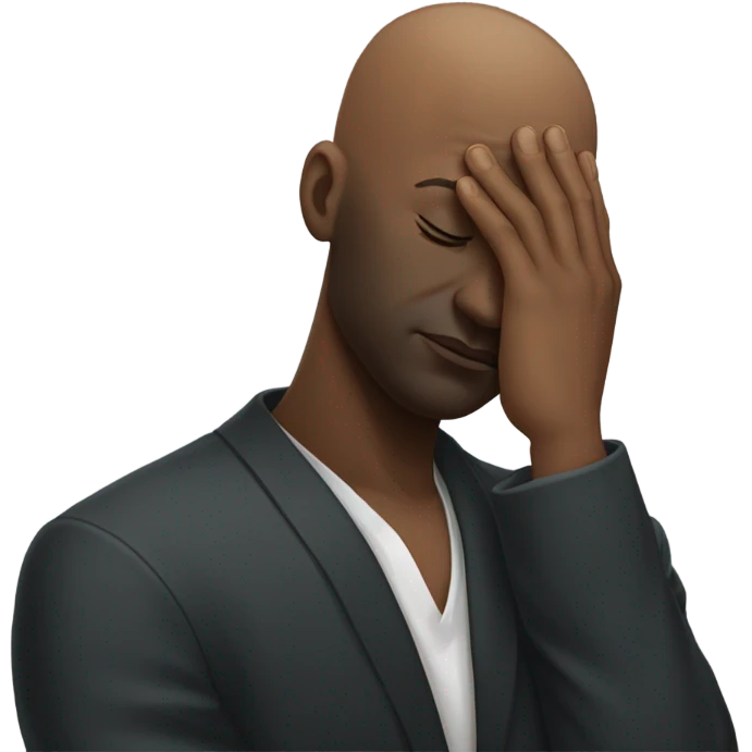 Black bald man with facepalm emoji