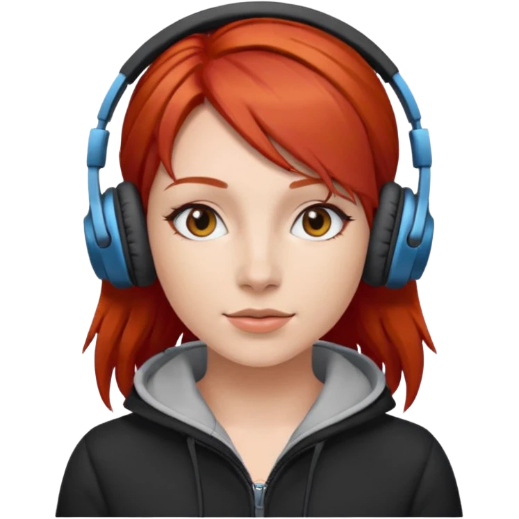 woman red head with headphone emoji