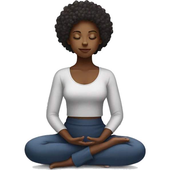 Black girl with curly hair meditating  emoji