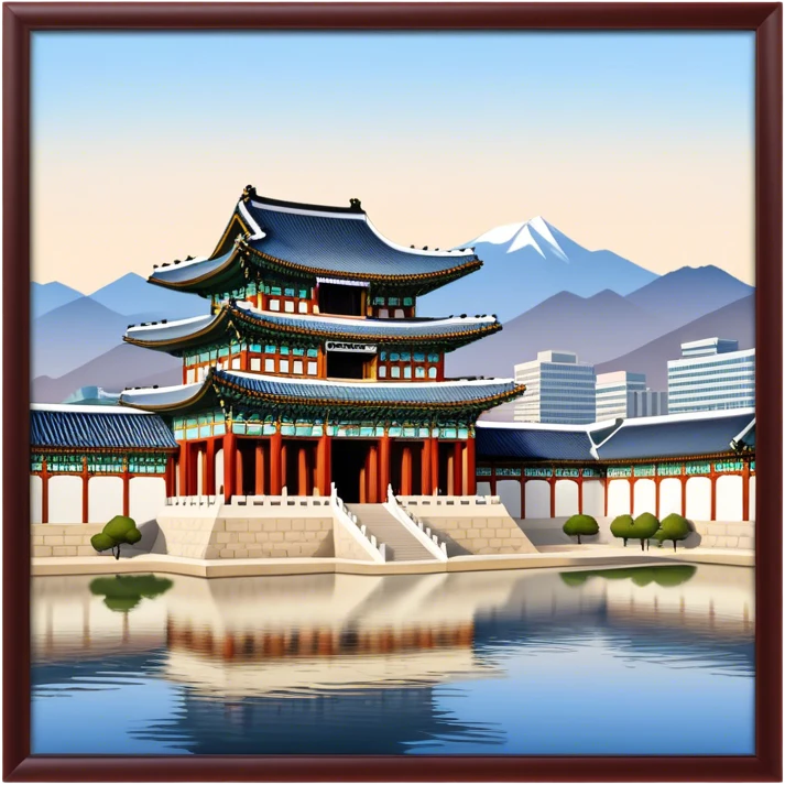 Cinematic Realistic Gyeongbokgung Palace Landmark Emoji, depicted with regal historic architecture rendered with intricate detail and majestic, dynamic lighting. emoji