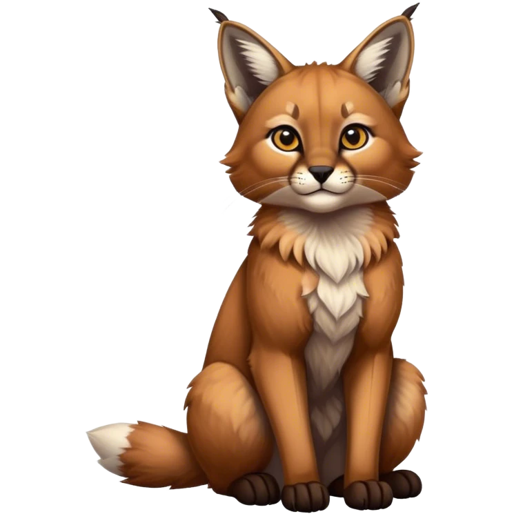 Epic Cute Dark Warm Caracal-Bobcat-Fox-hybrid full body emoji