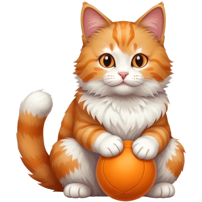 cat full body sitting playing with a toy ball emoji