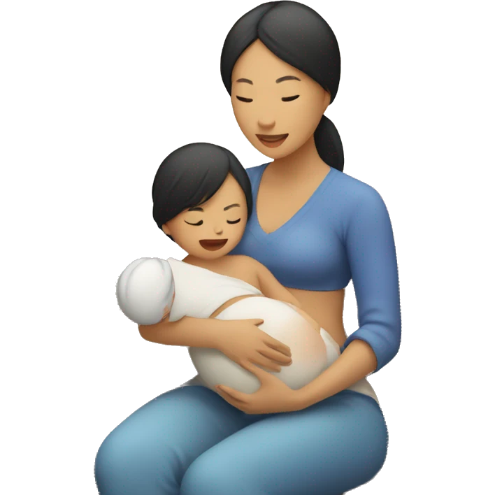 An Asian woman is breastfeeding a small child emoji