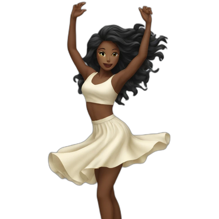 Beautiful Black women long hair dancing emoji