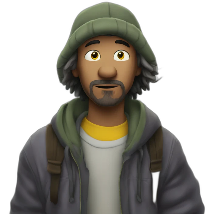 I need a poster of a Disney movie called "Benja Under the Bridge" he is a homless similar to the homeless man from the Simpsons asking for money emoji