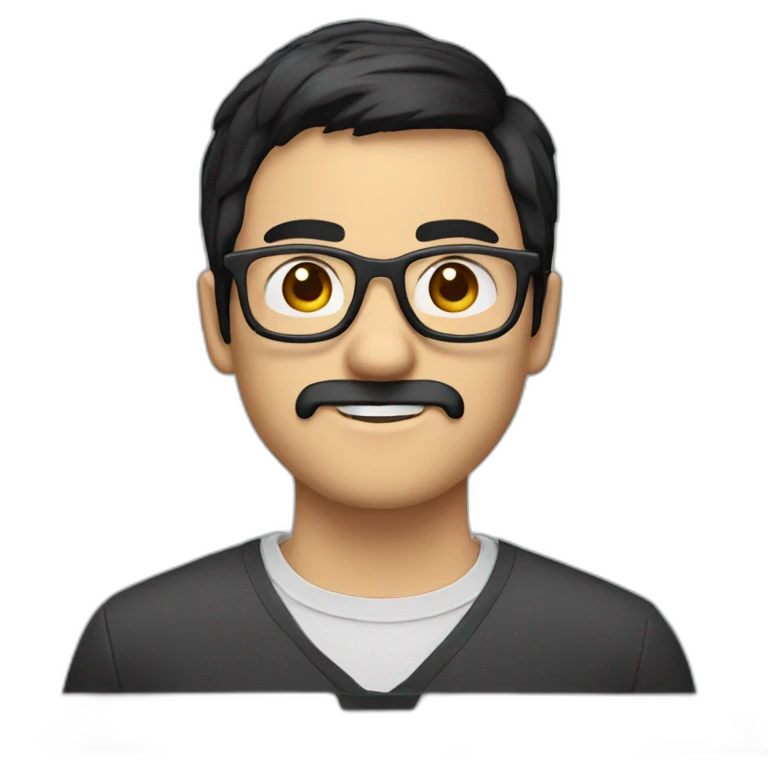 short beard man glasses nerd pixel with black hair and short hair emoji