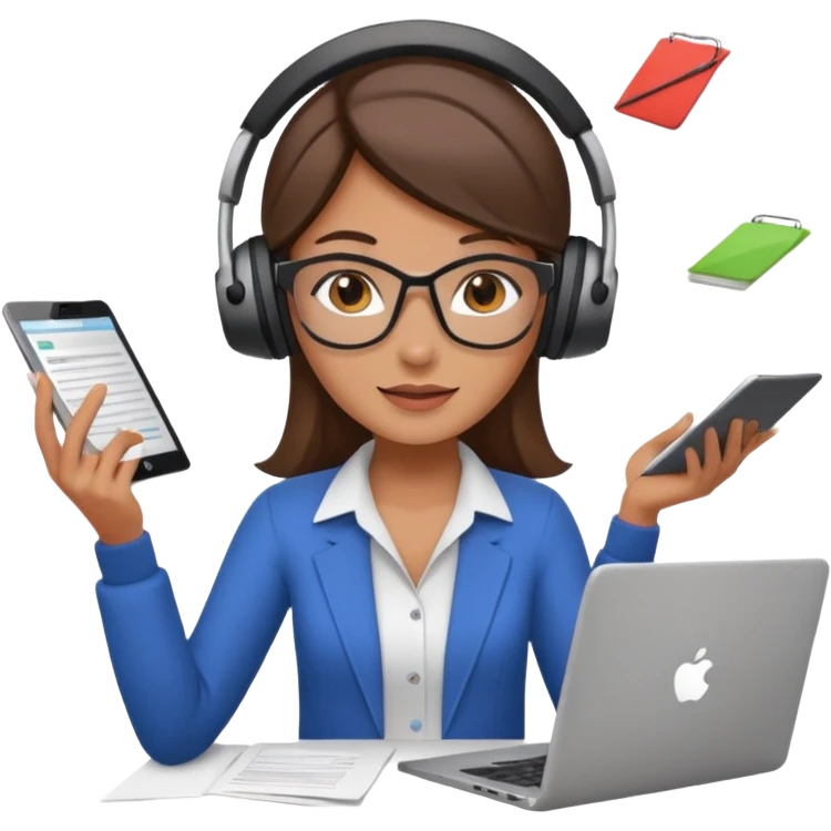 female digital marketer juggling all the responsibilities emoji