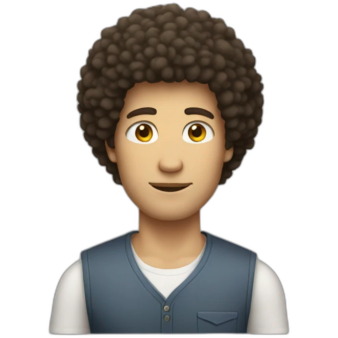 White guy with sleeveless shirt and an afro emoji