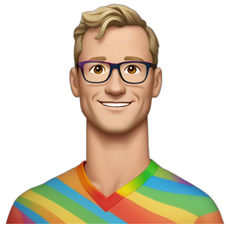 Jonathan Toews wearing glasses and rainbow clothes emoji