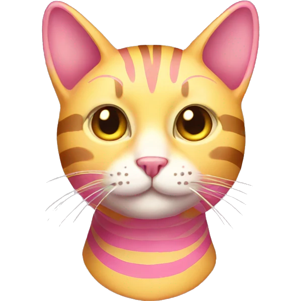 Pink and yellow striped cat emoji