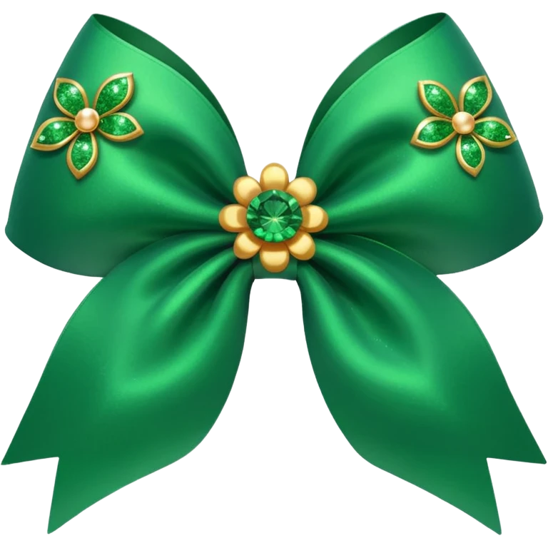green flower bow with glitter emoji