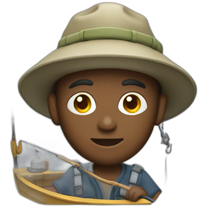 fisherman on a boat fishing with a hook emoji