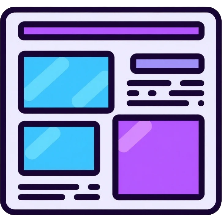 newspaper with headlines and neon glow effect, blue neon glow on top left, purple neon glow on bottom right emoji
