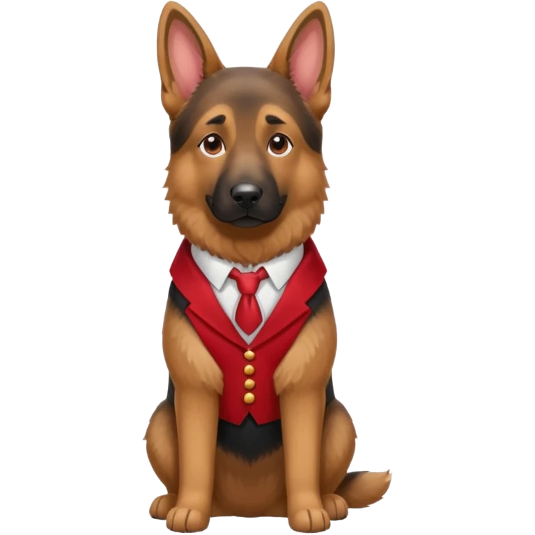 German ShepherdDog with NeckBow in red suit. emoji
