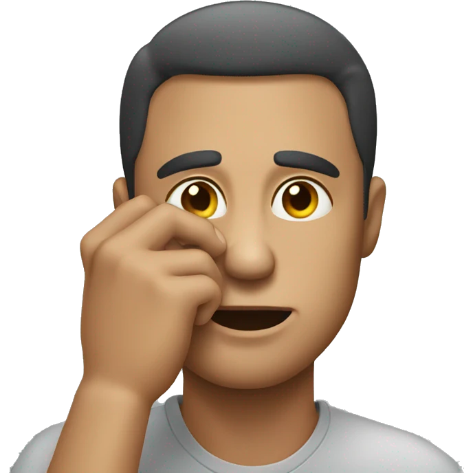 Man rubbing face emoji