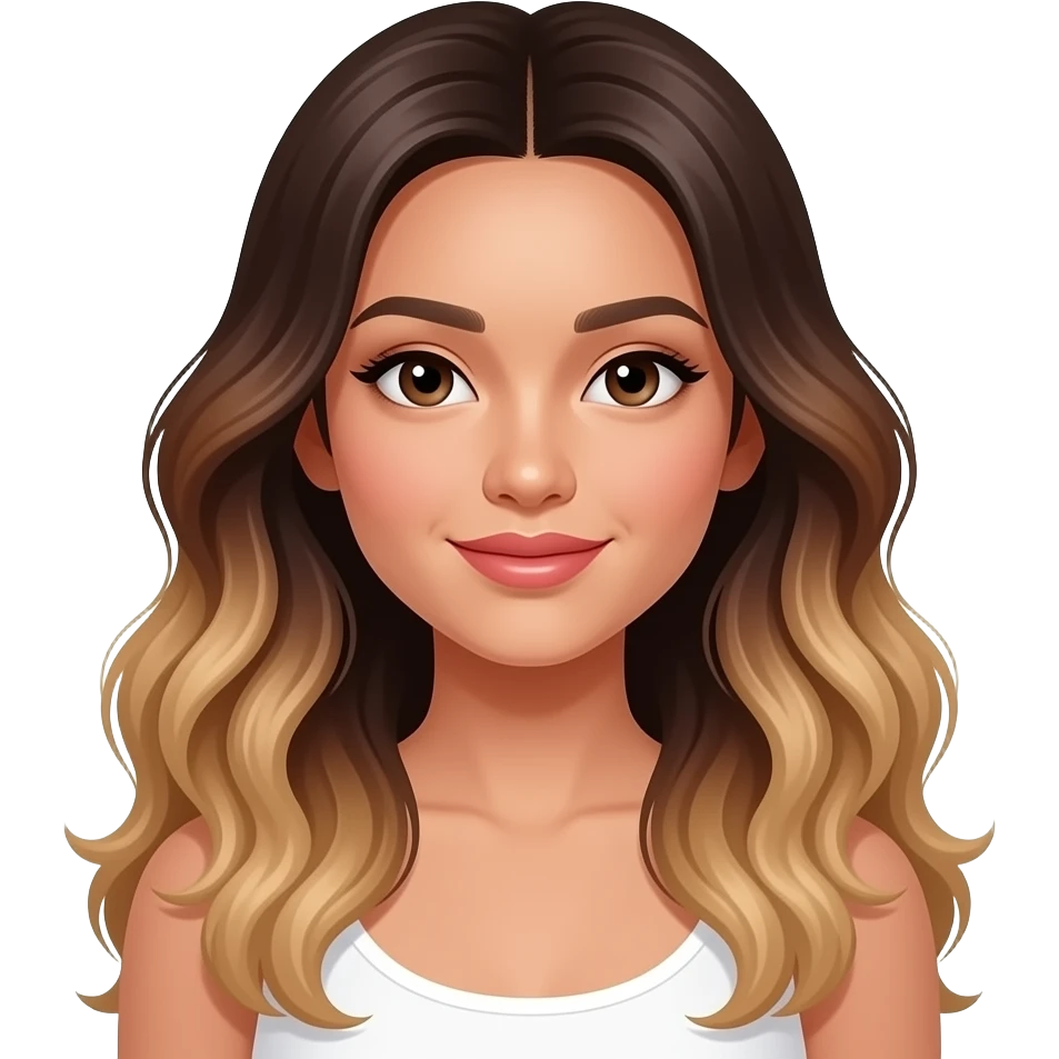 Beautiful Filipino girl with long  wavy hair balayage doing skincare emoji
