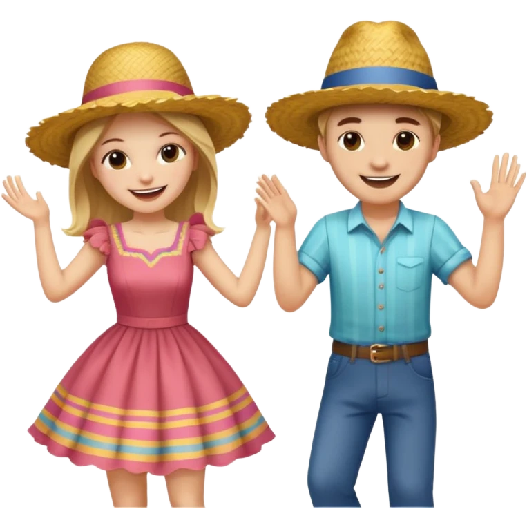 casal de branco  dançando quadrilha festa junina emoji