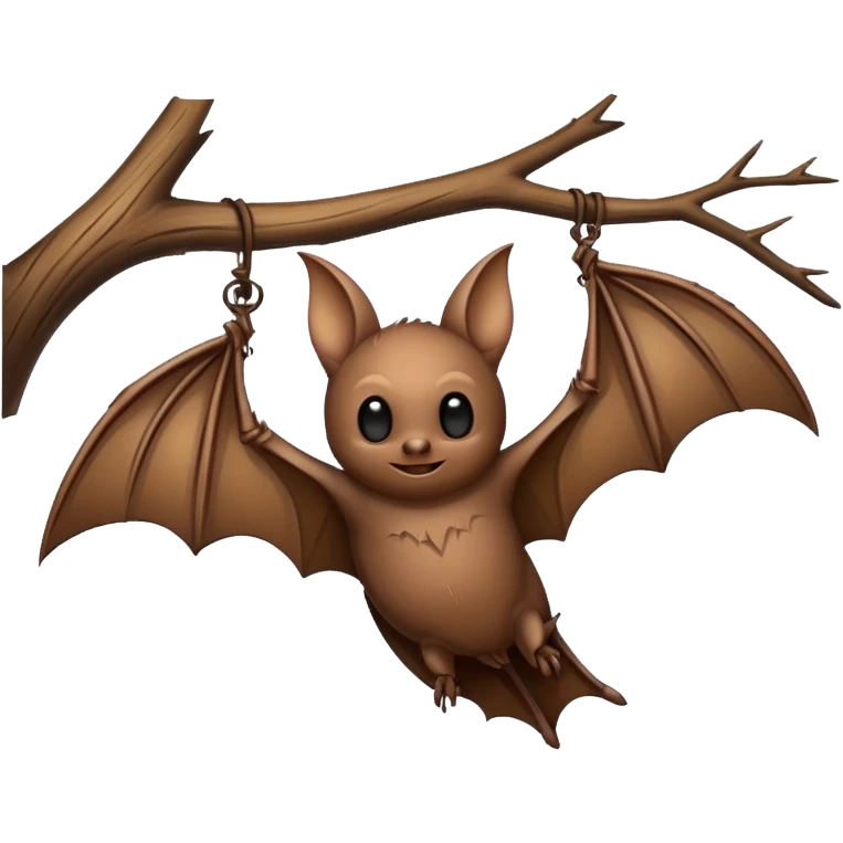 a bat clinging to a branch of wood emoji