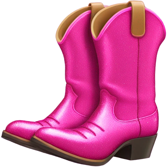 Hot pink sparkle cowboy boots emoji
