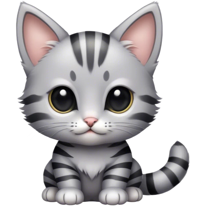A grey Kitten with black stripes on its back emoji