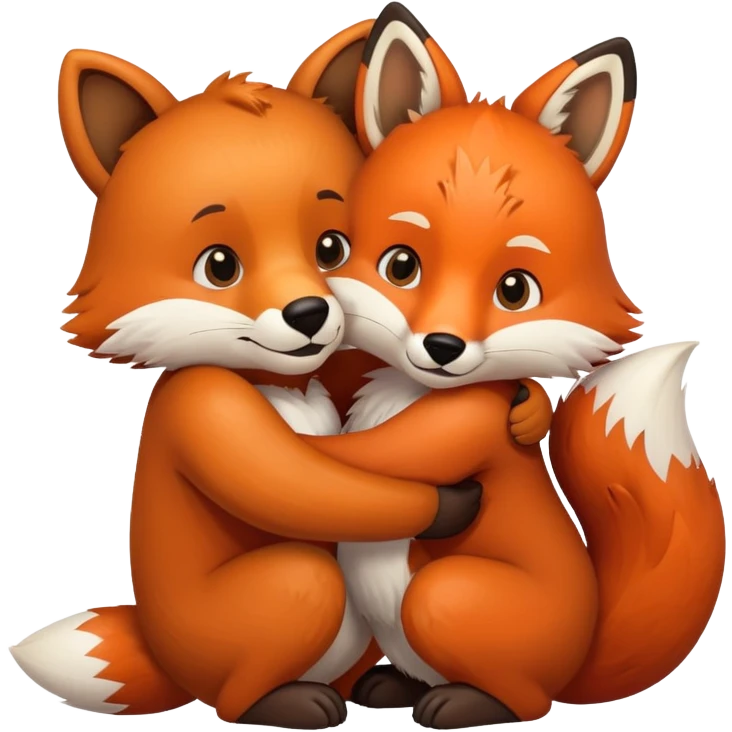 Brown Bear hug a fox emoji