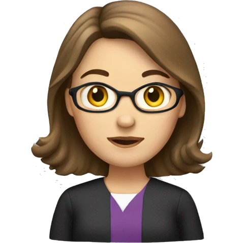 brown hair school teacher, lighter hair and dress emoji