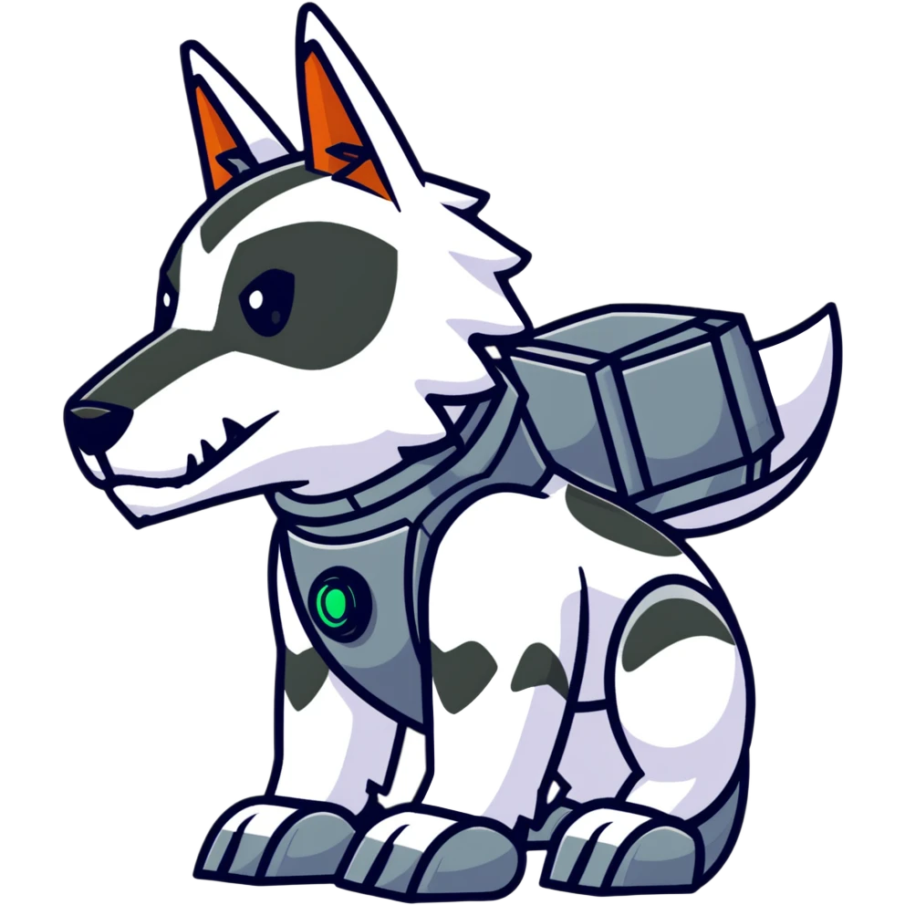 cyber wolf bot analyzing football stats with holographic football interface emoji