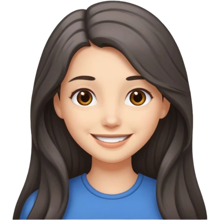 brunette girl long hair with more gray hairs emoji