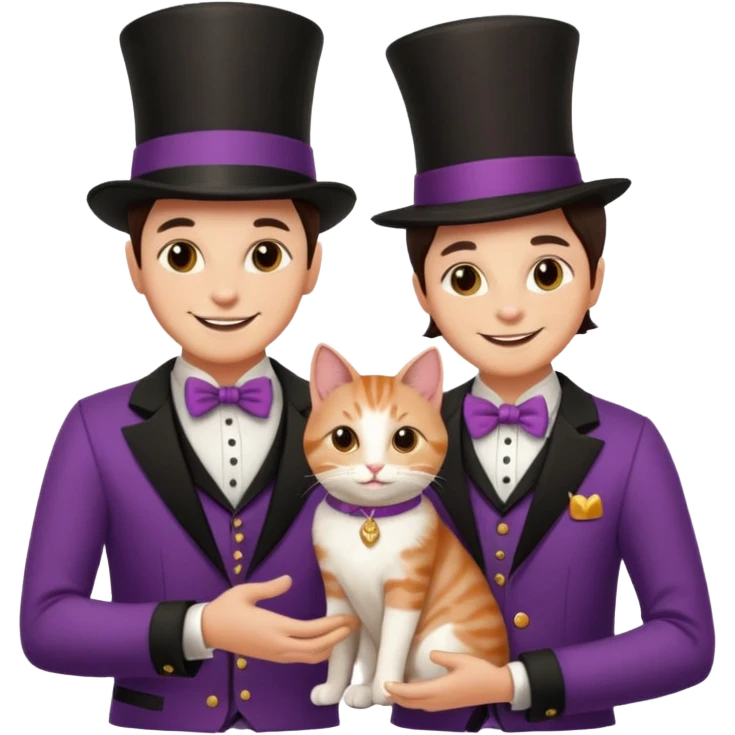 magician couple and their pet cat emoji