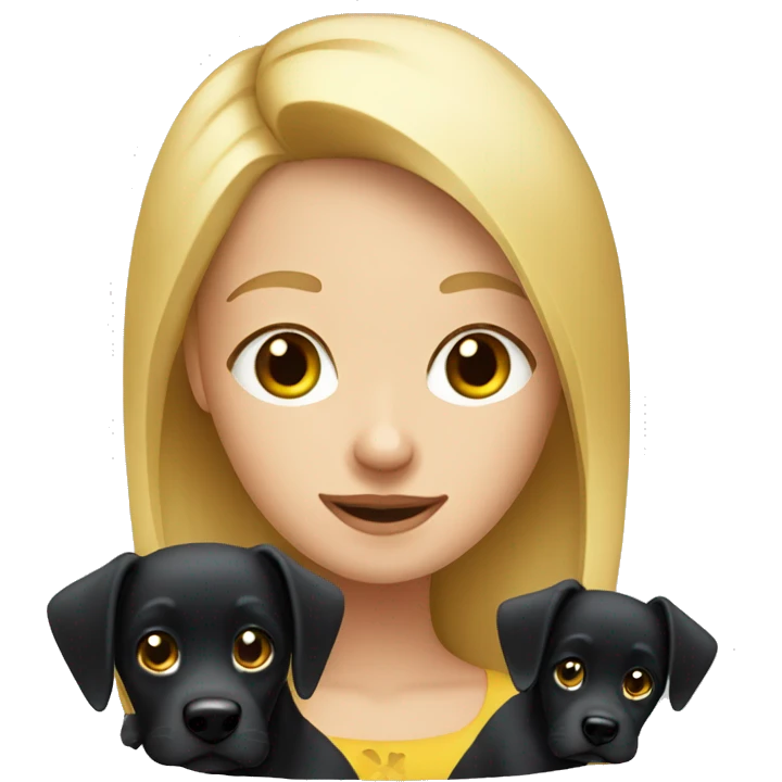 Blonde girl with black dog with pointy ears emoji